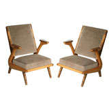 Pr of Italian Walnut and Rootwood Chairs, circle of Gio Ponti