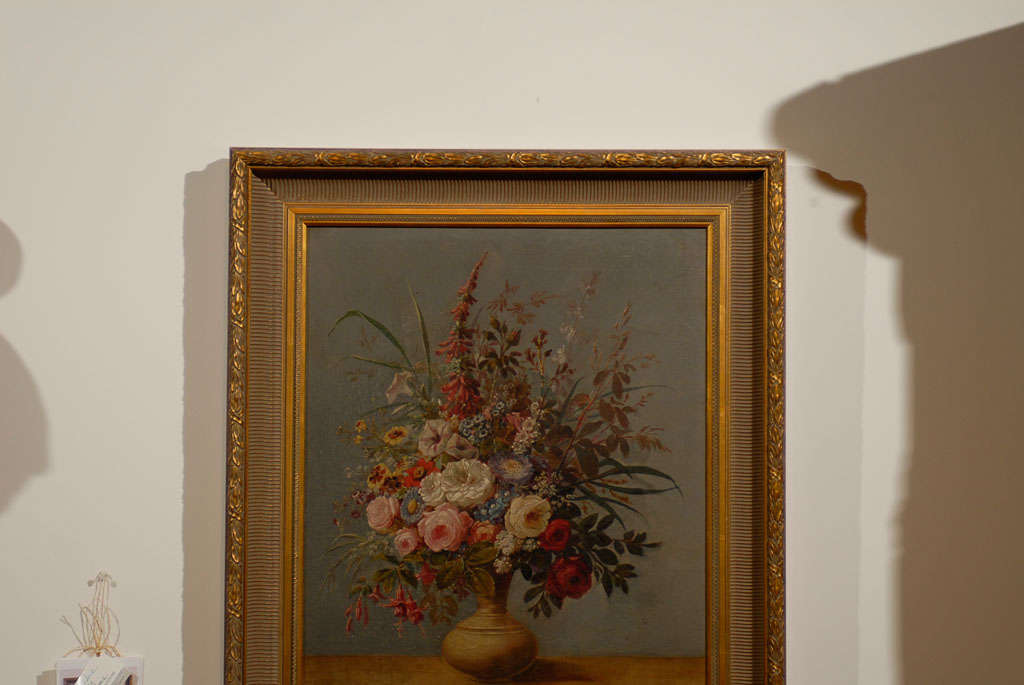 Rococo Nature morte rococo italienne encadrée des années 1770 représentant un bouquet de fleurs en vente
