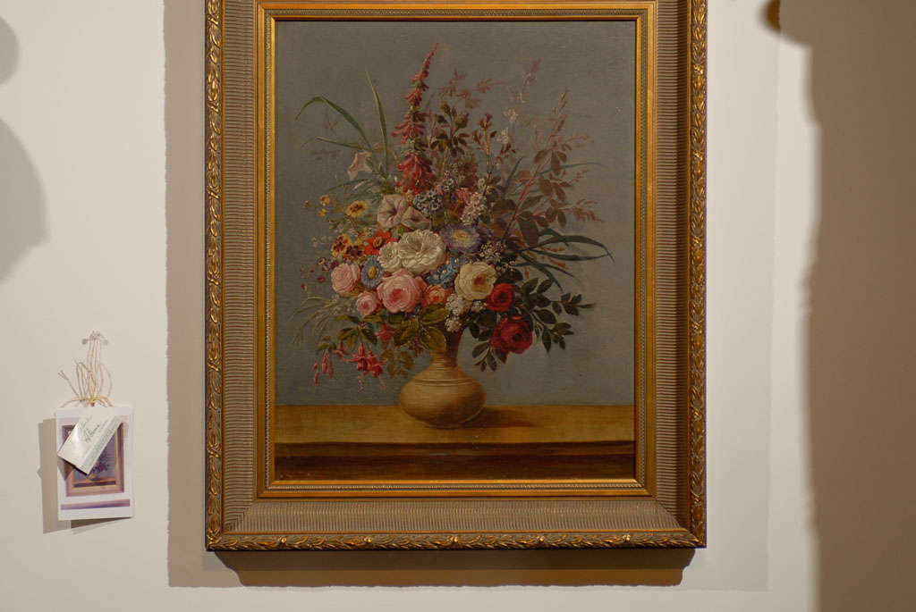 Fait main Nature morte rococo italienne encadrée des années 1770 représentant un bouquet de fleurs en vente