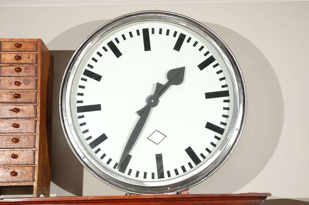 German Steel Case Wall Clock, Circa 1960