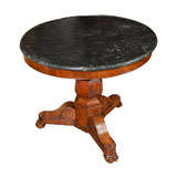 French Gueridon Table in Mahogany with Marble Top, circa 1840