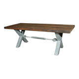 Redwood Top Zinc Base Table