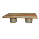 Concrete and Wood Top Coffee Table