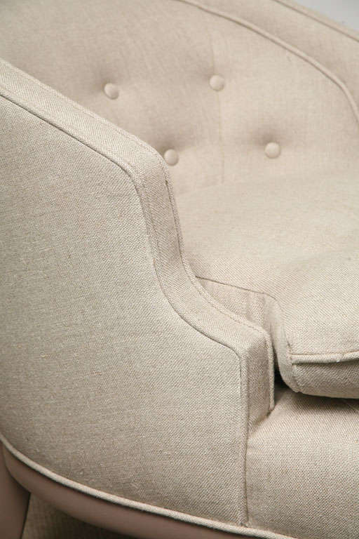 Tufted Chit Chat  Armchairs in Linen Colors For Sale 2