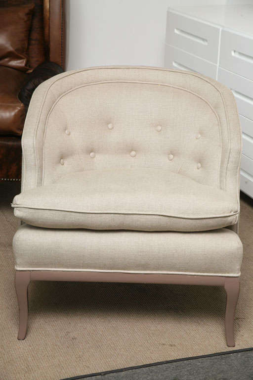 Tufted Chit Chat  Armchairs in Linen Colors For Sale 3