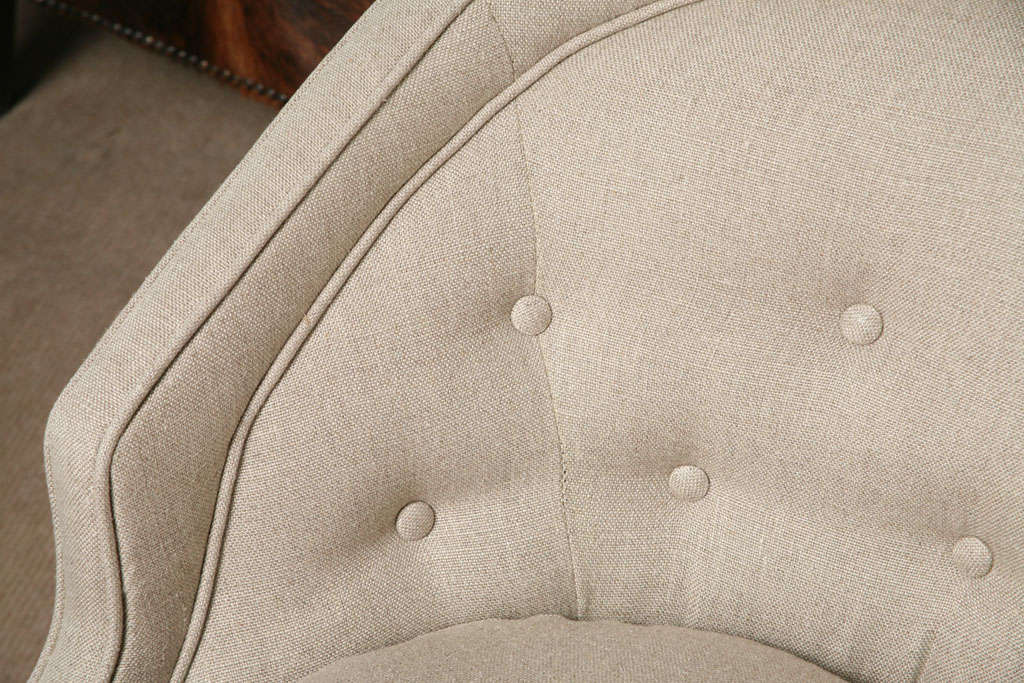 Tufted Chit Chat  Armchairs in Linen Colors For Sale 5