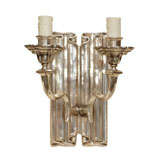 Early 20th Century Silvered, Linen Fold Sconce