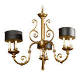 3-Arm Brass Chandelier with Tole Shades