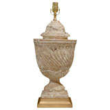 Neoclassical Urn Agate Ware Lamp, Custom Giltwood Base