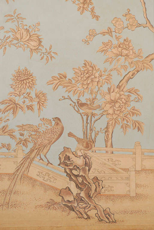 Pair of Chinoiserie Wallpaper Panels, Custom Painted at 1stdibs