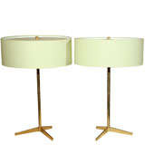 Pair of Brass Tripod Base Table Lamps by Laurel Lamp Co. Pair of Brass Tripod Base Table Lamps by Laurel Lamp Co.