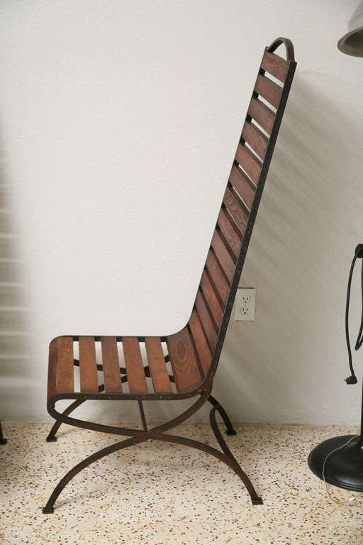 Late 20th Century Pair of Yale Burge Wormy Chestnut Highback Chairs
