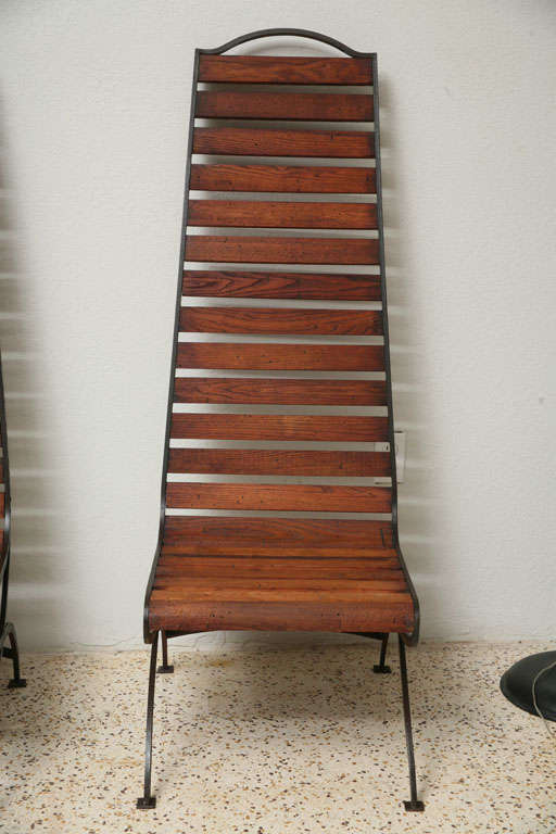 Pair of Yale Burge Wormy Chestnut Highback Chairs 3