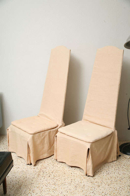 Pair of Yale Burge Wormy Chestnut Highback Chairs 4