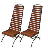 Pair of Yale Burge Wormy Chestnut Highback Chairs