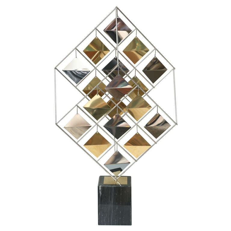 Brass and Chrome Sculpture by Curtis Jere For Sale