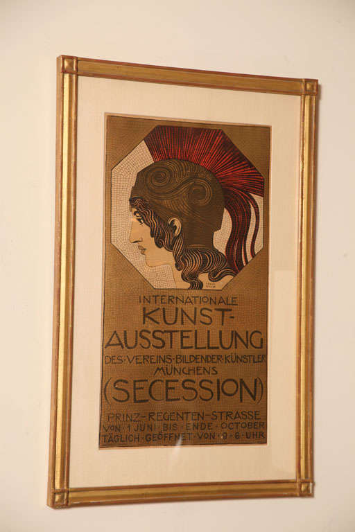 Europäisches lithografisches deutsches Steinplakat von Franz Stuck, Vintage (Ästhetizismus) im Angebot