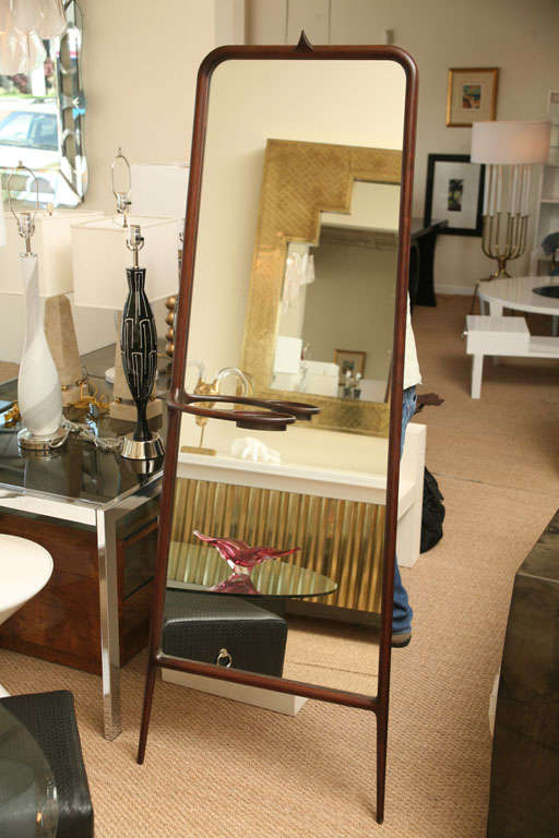 Sculptural and Wood Italian Dressing Mirror By Ceccotti
