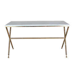 Faux Bamboo and Marble Console Table