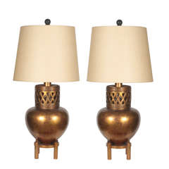 Gilt Lamps by James Mont