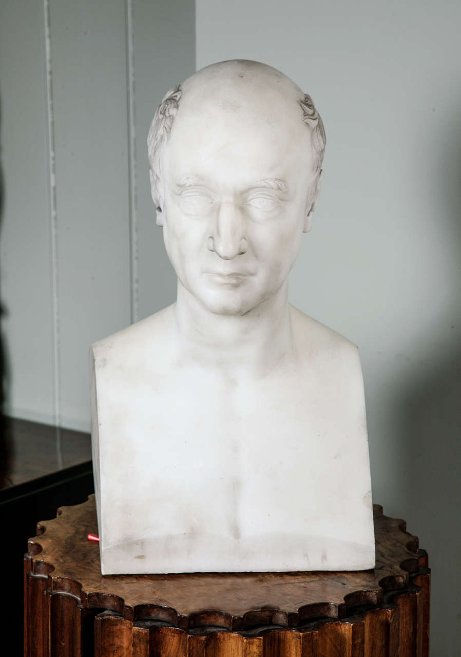 Portrait bust in statuary marble. Ex Browne-Swinburne, Capheaton Hall, Northumberland. <br />
<br />
Signed and dated, 1830<br />
<br />
William Theed, the younger (1804 - 9 September 1891) was an English sculptor, the son of the sculptor and