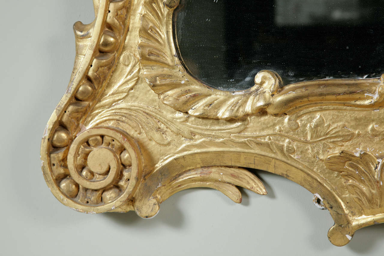 George II An Unusual 18th Century carved Giltwood Wall Mirror For Sale