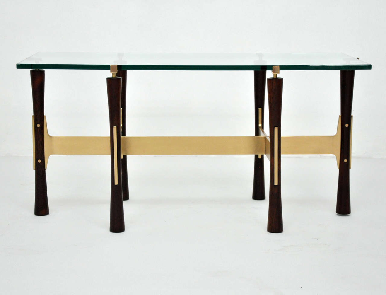 Mid-Century Modern Rosewood and Brass Coffee Table