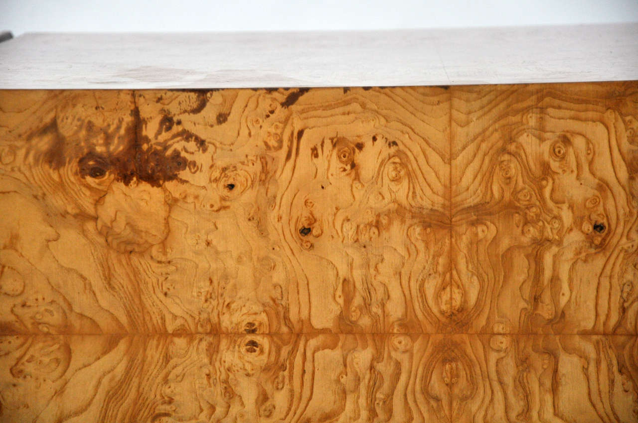 Late 20th Century Milo Baughman Burl Wood Coffee Table With Storage