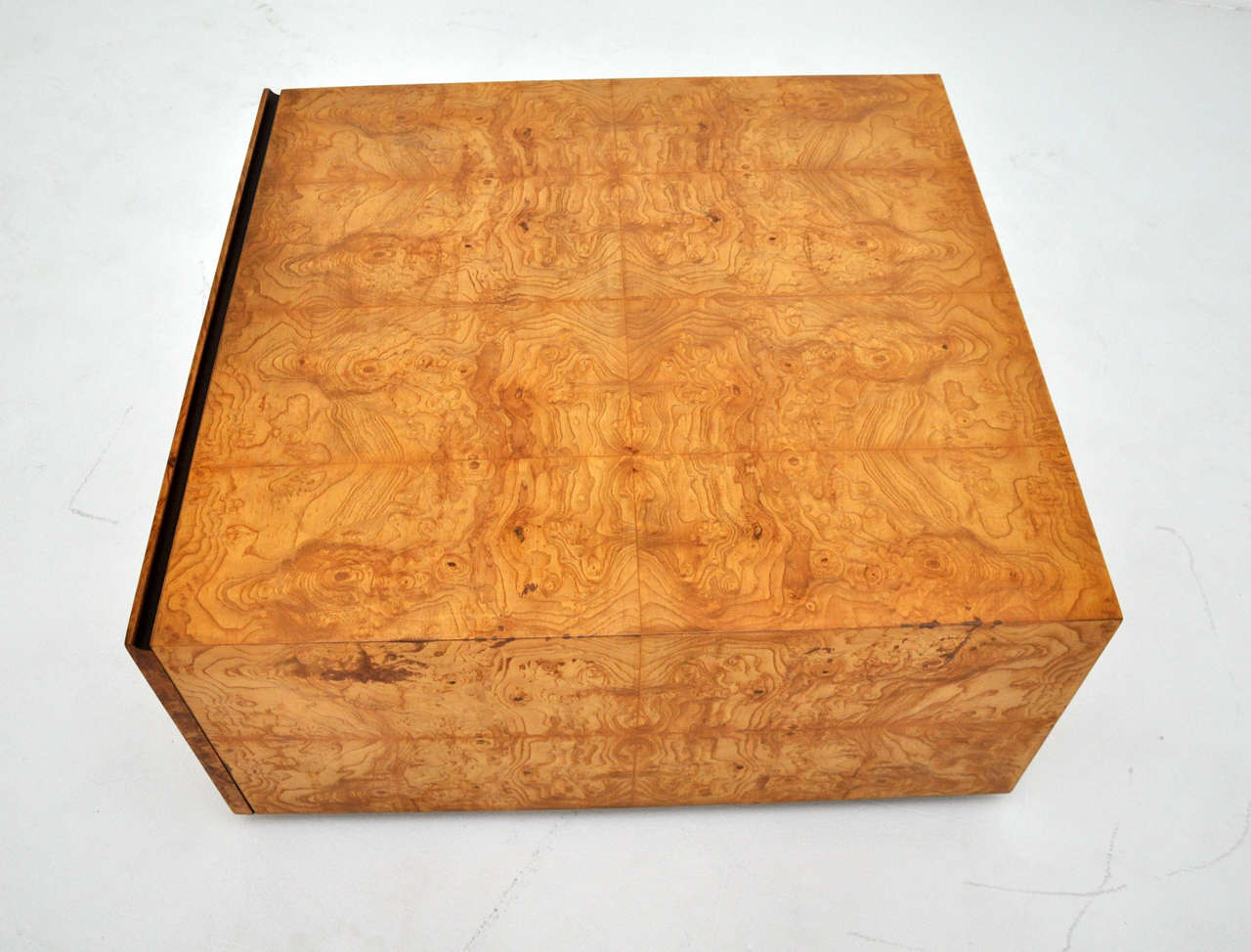 Milo Baughman Burl Wood Coffee Table With Storage 1