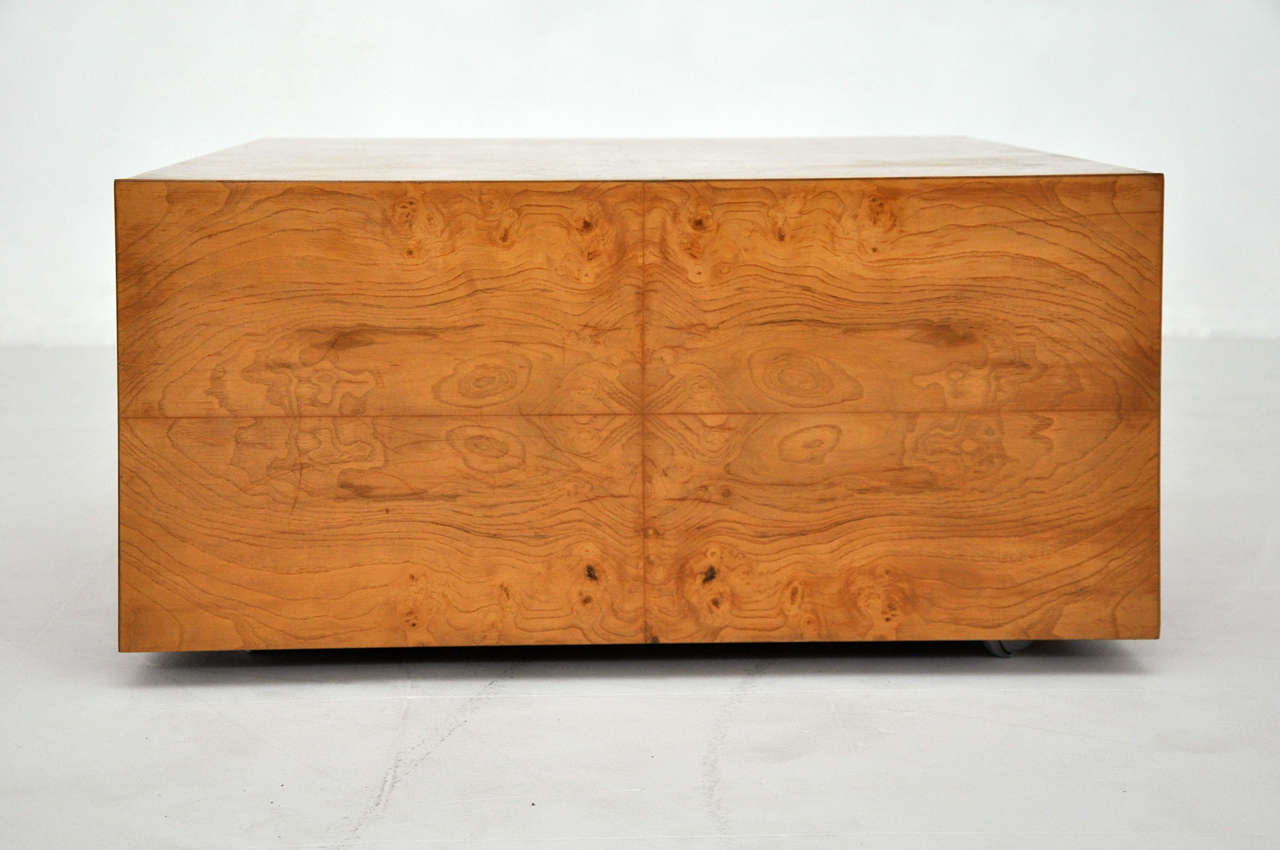 Milo Baughman Burl Wood Coffee Table With Storage 2