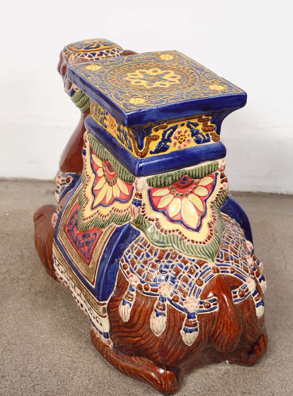 Moorish Pair Of Camel Ceramic Garden Seat Or Side Tables
