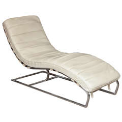White Leather Chaises Longue