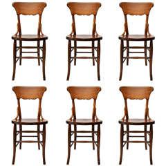 Set of 6 Solid Oak Chairs