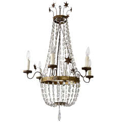 Italian Tole and Crystal Chandelier 7