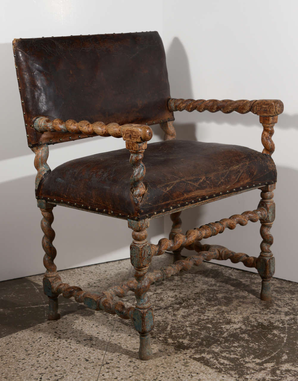 Swedish Baroque Armchair in Leather 1