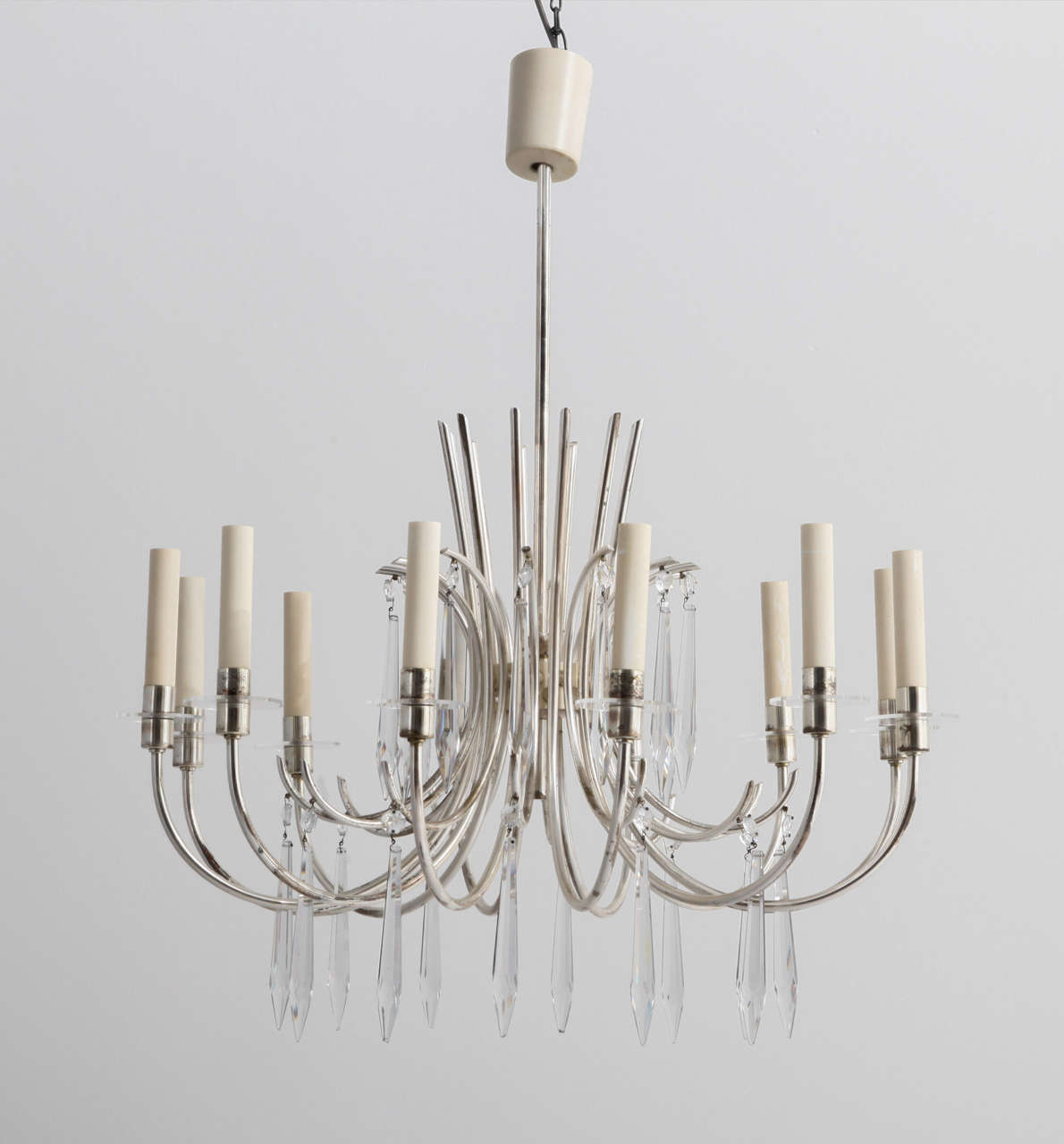 Mid-Century Modern Sciolari Silver Chandelier For Sale