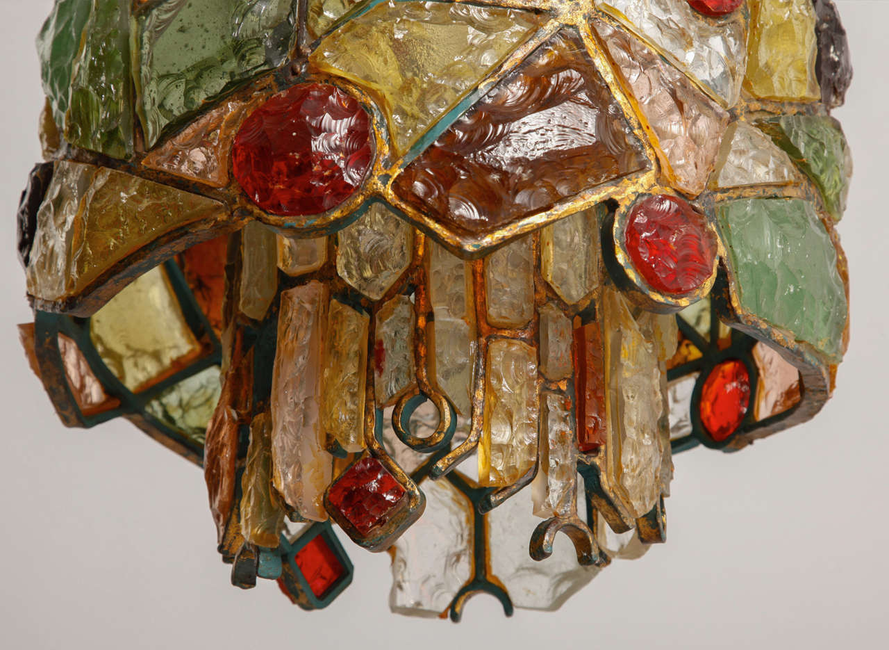 Late 20th Century Large Brutalist Poliarte Two Tiers Chandelier