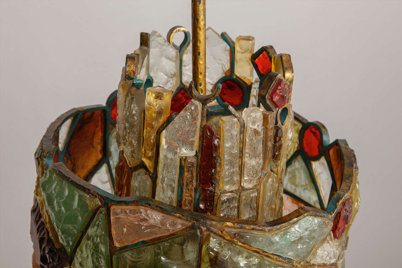 Large Brutalist Poliarte Two Tiers Chandelier 1