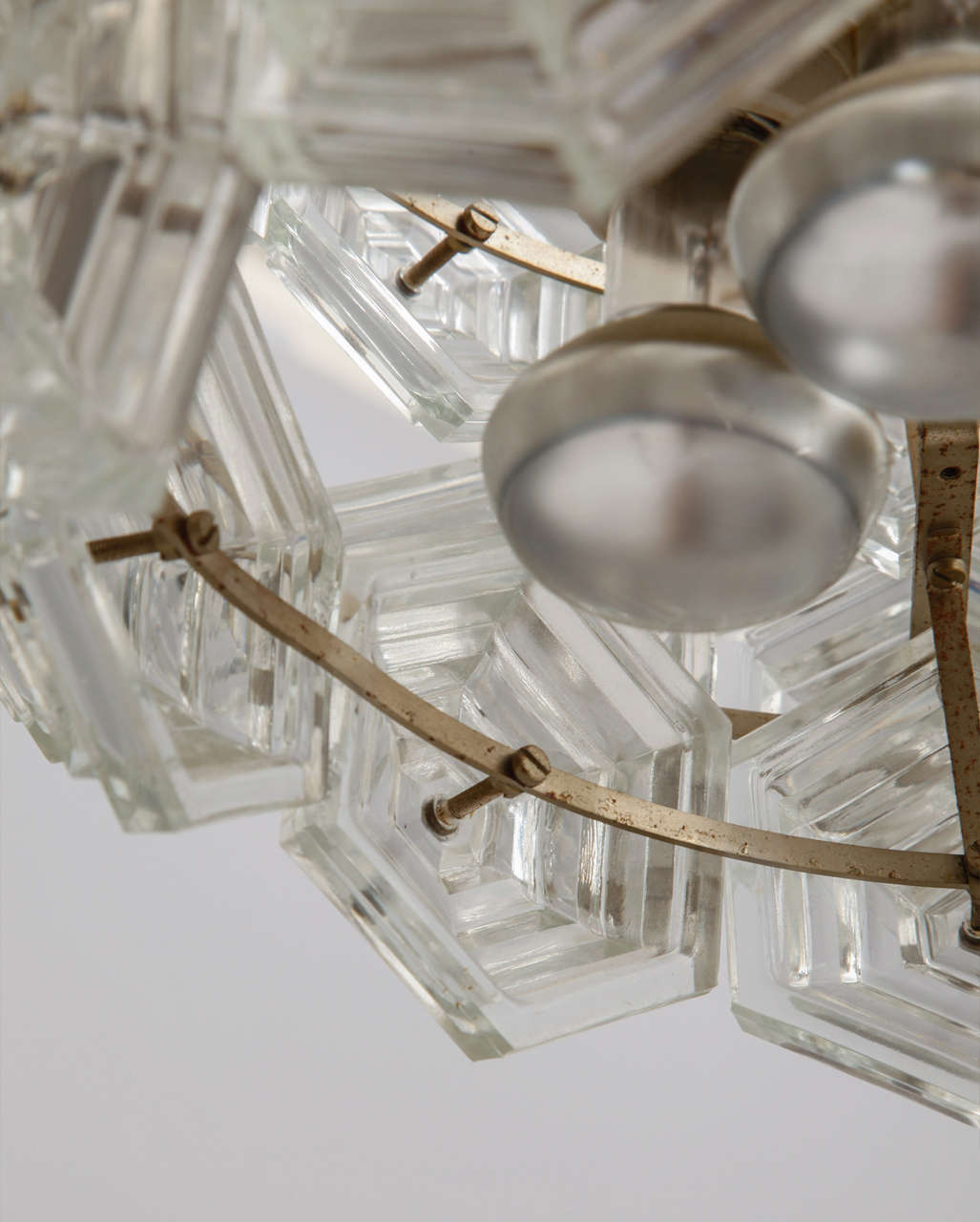 German Modernist Vintage Glass Prisms Chandelier, Kinkeldey, 1960s