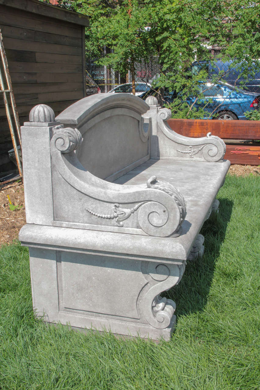 Carved 20th Century, Limestone Bench For Sale