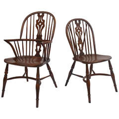 Antique Set of Ten English Oak Windsor Chairs, Early 20th Century