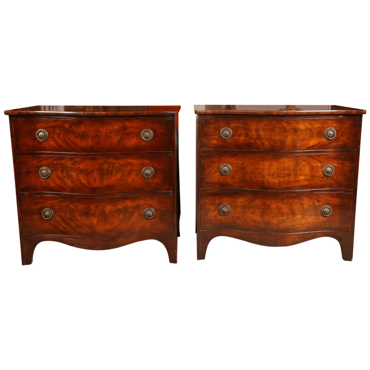Pair of Georgian Style Baker Bachelor Chests, Commodes, or Nighstands