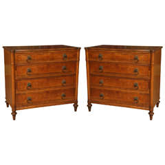 Pair of Rosewood Four Drawer Chests or Commodes by Kittinger