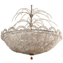 Art Deco Rene Lalique Style, Crystal Basket Chandelier 4