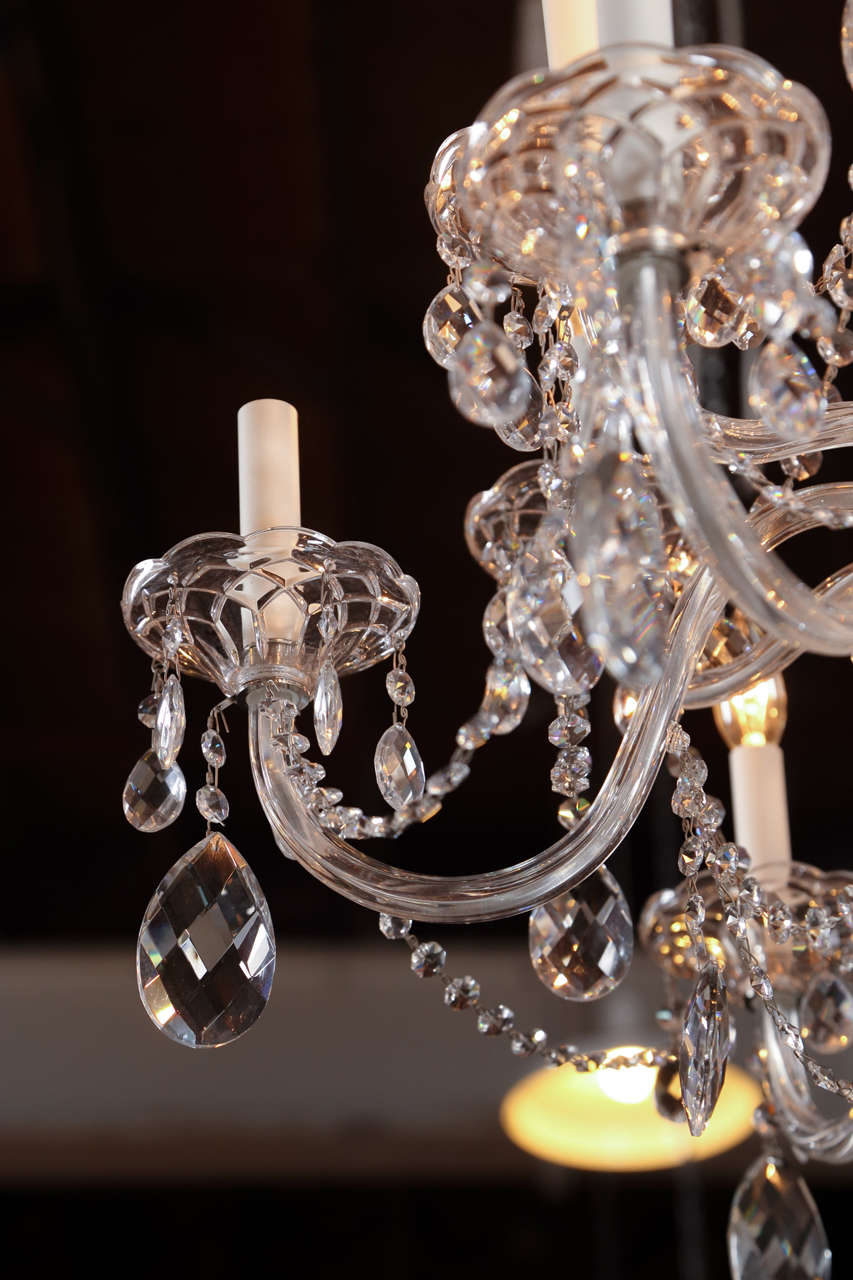Mid-20th Century Fine Cut Crystal, Twelve Arm Chandelier Possibly Waterford