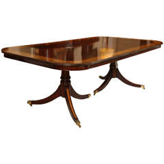 Double Pedestal, Satinwood Banded Dining Table