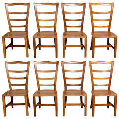Set of Ten Walnut Belgian Art Nouveau Dining Chairs