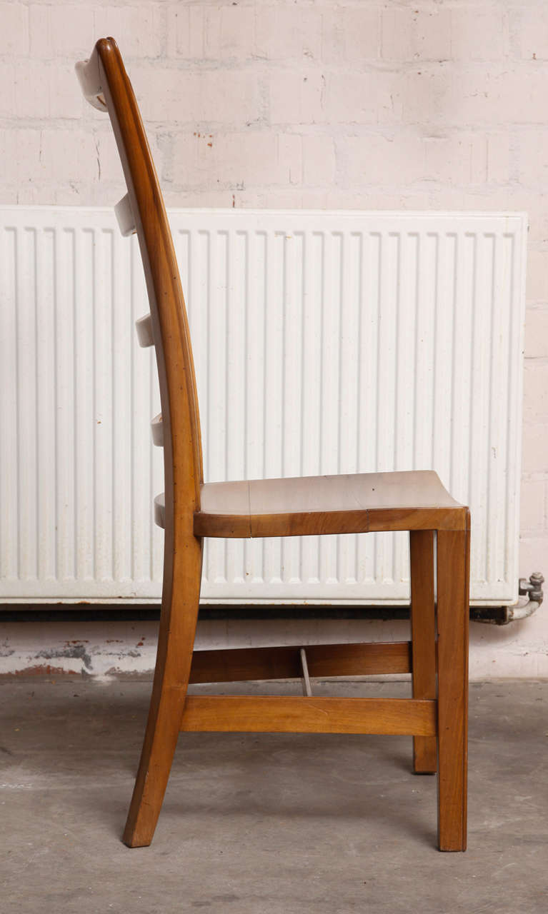 20th Century Set of Ten Walnut Belgian Art Nouveau Dining Chairs For Sale
