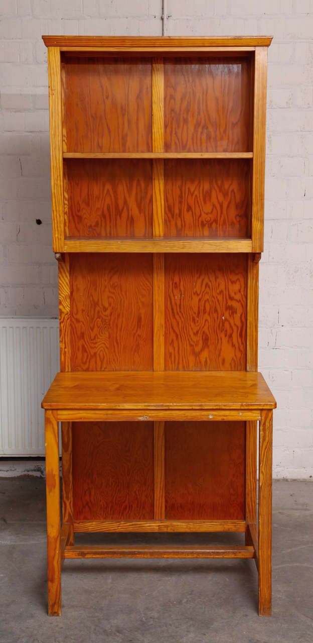 set of six Belgian pine desk and bookcases