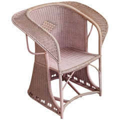 Edwardian Pink Wicker Armchair
